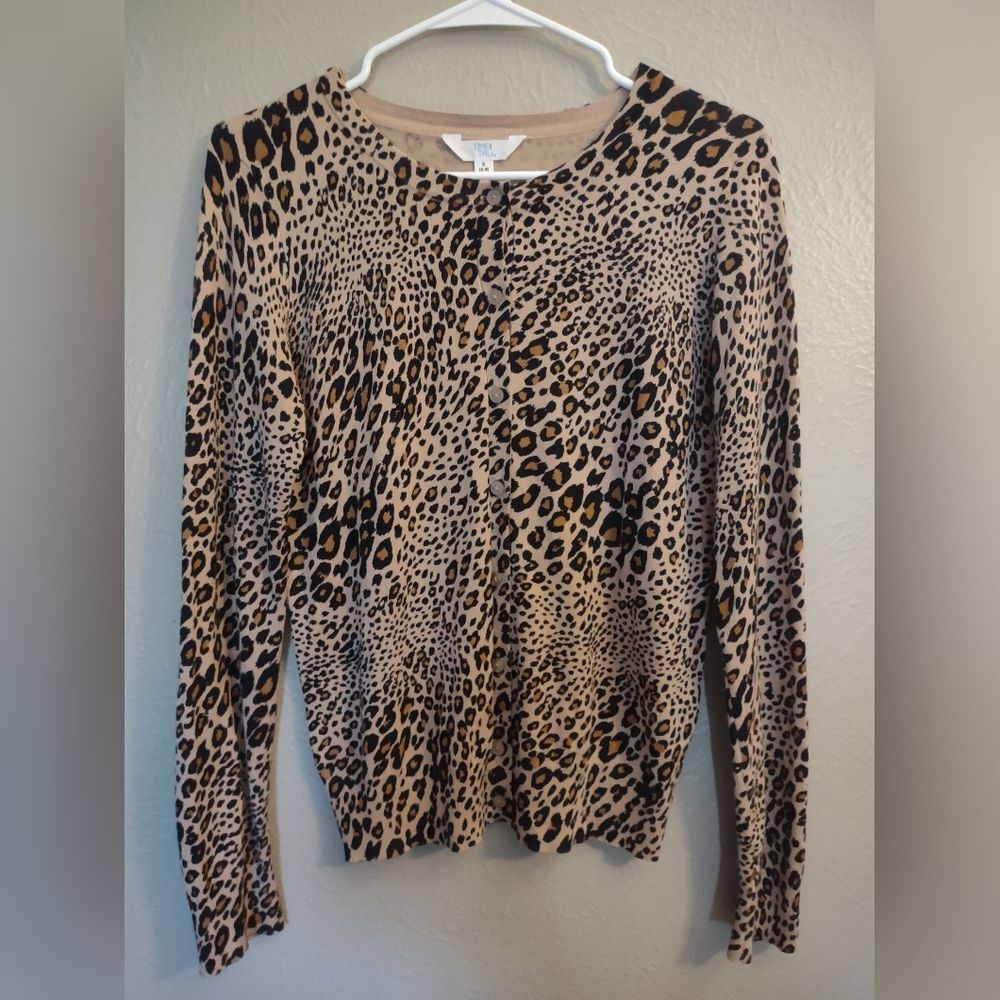 Time And True Women's Button Up Animal Print Cardigan Sweater. Small